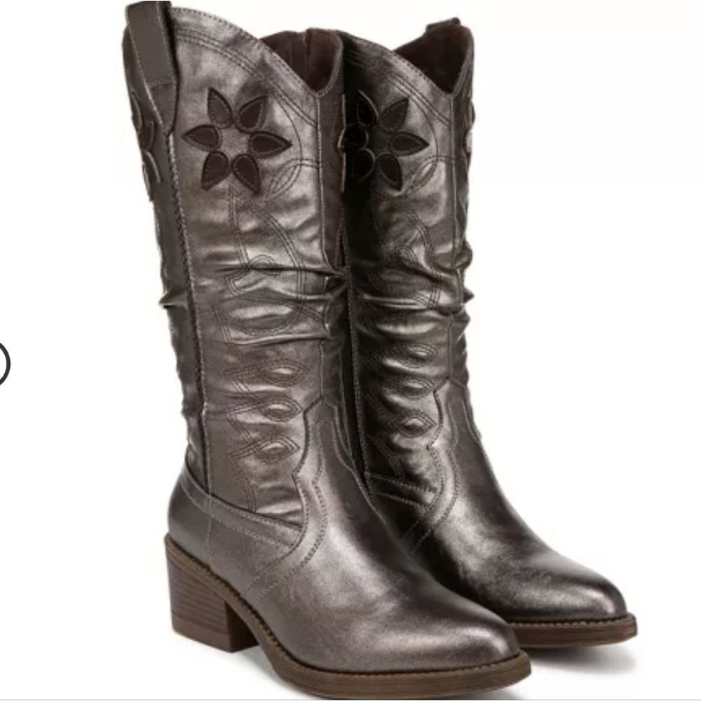 🆕️👢Blowfish Malibu Romie Western Cowgirl Boots - Metallic Brown, Sz 8